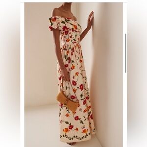 Agua by Agua Bendita Espliego Oasis Off-Shoulder Cotton Maxi Dress